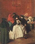 Pietro Longhi Masked venetians in the Ridotto Sweden oil painting artist